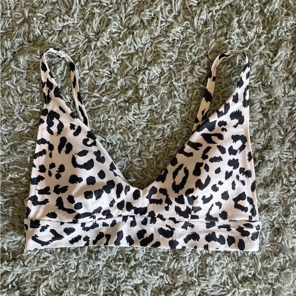 Aerie Black and White Animal Print Bikini Top